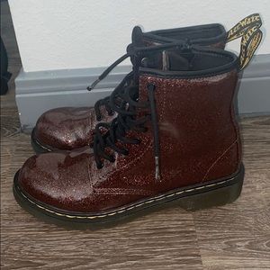 Dr Martens boots. Lightly worn. Maroon colored